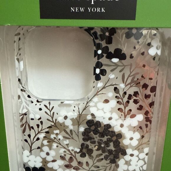 Kate Spade Protective Magsafe Case iPhone 14 Pro Max black Gold white Flower New - Picture 4 of 5